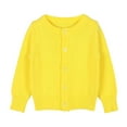 thumbnail image 1 of Krdevn Kids Cotton Cardigan - Button-Front Crew Neck Sweater - Soft Lightweight Layering Piece for Fall,Color:Yellow2,Size:6-7 Years, 1 of 3