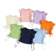 thumbnail image 1 of Krdevn Kids Cotton Tank Top Soft Breathable Drawstring Ruched Ruffle Sleeve Top for Girls Size:12-24 Months, 1 of 3