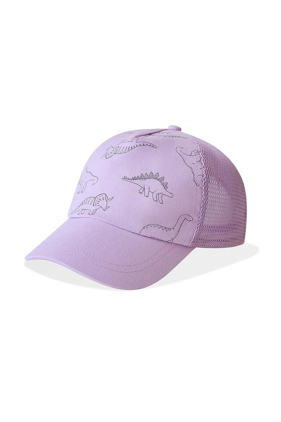 Kids' Dinosaur Print Trucker Cap, Adjustable Breathable Mesh Sun Hat for Boys & Girls, Casual Outdoor Baseball Cap,6-12 Months