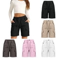 thumbnail image 1 of Krdevn Kids Elastic Drawstring Cargo Shorts Lightweight Casual Summer Active Shorts with Multi Pockets, 1 of 4