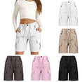 thumbnail image 1 of Krdevn Kids Elastic Drawstring Cargo Shorts Lightweight Casual Summer Active Shorts with Multi Pockets, 1 of 4