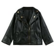 thumbnail image 1 of Krdevn Kids Leather Biker Jacket Long Sleeve Lapel Zip Up Moto Outerwear Coat for Boys Girls,2-3 Years, 1 of 7