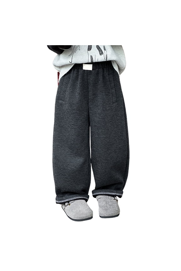 Kids Lined Winter Pants Soft Warm Casual Trousers Comfortable Korean Style for Boys Girls Autumn Outfit,14-16 Years