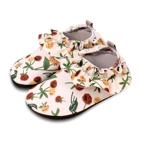 Krdevn Kids Floral Print Water Shoes Non Aqua Socks for Beach Pool Swim Size:1.5-2 Years