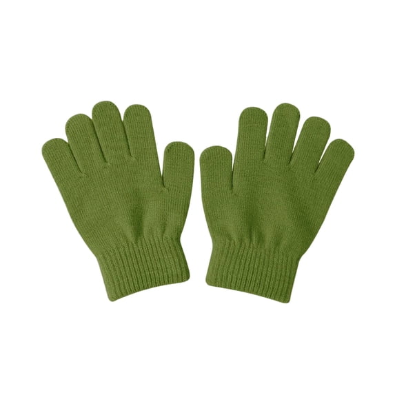 Krdevn Kids Full Finger Knit Gloves Ribbed Warm Five Finger Toddler Gloves for Boys Girls Autumn Winter Daily Wear