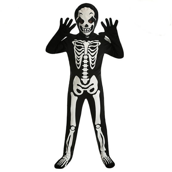Krdevn Kids Glow Skeleton Clothing - Halloween Glow-in-the-Dark Jumpsuit for Boys & Girls,Color:Black Size:4-5 Years