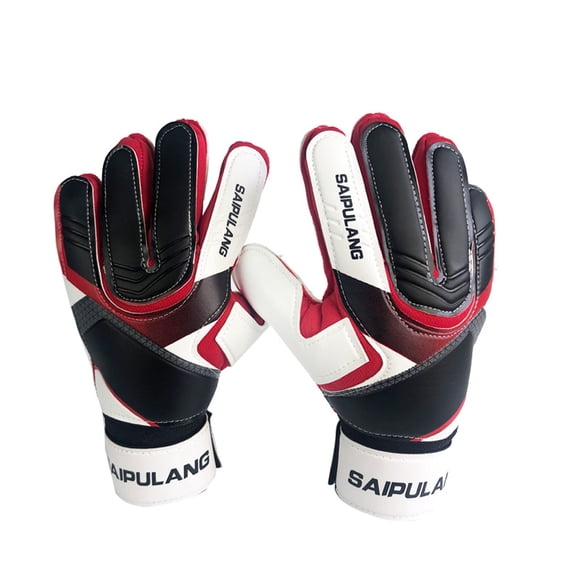 Krdevn Kids Goalkeeper Gloves Built In Finger Protection Strong Anti Shock Absorbing Adjustable Wrist Strap Breathable Training Handwear for Youth Soccer Goalkeeping