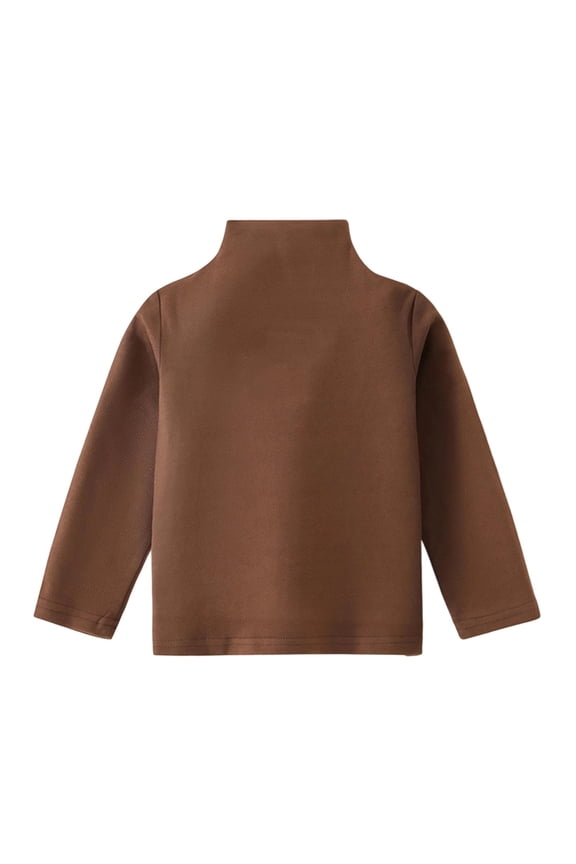 Kids' Half Neck Pullover - Windproof Base Layer Shirt | Warm Long Sleeve T-Shirt for Children | Multi Color Inner Wear,Color:Coffee,Size:18-24 Months