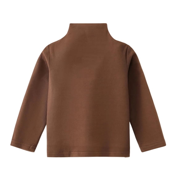 Krdevn Kids' Half Neck Pullover - Windproof Base Layer Shirt | Warm Long Sleeve T-Shirt for Children | Multi Color Inner Wear,Color:Coffee,Size:18-24 Months