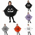 thumbnail image 1 of Krdevn Kids Halloween Hooded Cape, Funny Pumpkin Face Cosplay Poncho Costume for Party Dress‑Up,10-12 Years, 1 of 4
