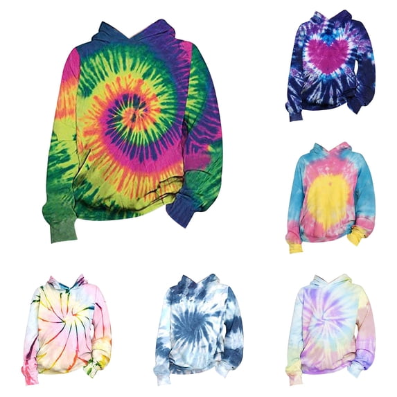 Krdevn Kids Heart Center All Over 3D Digital Tie Dye Graphic Pullover Hoodie Kangaroo Pocket Soft Casual Sweatshirt,2-3 Years