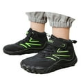 thumbnail image 1 of Krdevn Kids High Top Hiking Boots Wide Toe Box Barefoot Style HookâLoop Nonâ WearâResistant Outdoor Trail Boots for Boys Girls,Black, 1 of 8