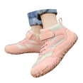thumbnail image 1 of Krdevn Kids High Top Hiking Boots Wide Toe Box Barefoot Style HookâLoop Nonâ WearâResistant Outdoor Trail Boots for Boys Girls,Pink, 1 of 8