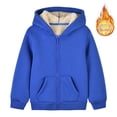thumbnail image 1 of Krdevn Kids Hooded Full Zip Sherpa Lined Jacket Solid Thick Warm Winter Outerwear for Boys Girls,18-24 Months, 1 of 7