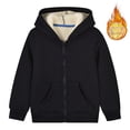 thumbnail image 1 of Krdevn Kids Hooded Full Zip Sherpa Lined Jacket Solid Thick Warm Winter Outerwear for Boys Girls,9-10 Years, 1 of 7