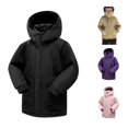 thumbnail image 1 of Krdevn Kids Hooded Winter Jacket, Zip‑Up Thick Warm Windproof Snow Coat, Boys Girls Outdoor Insulated Parka Outerwear,Black, 1 of 5