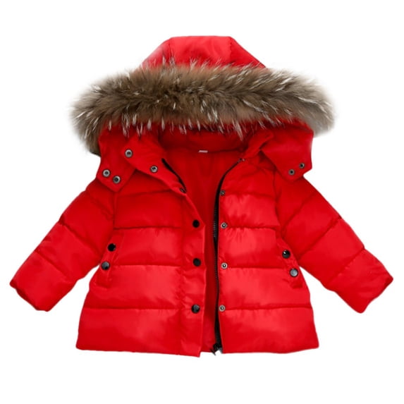Krdevn Kids Hooded Winter Puffer Coat Warm Zip Up Outerwear Jacket for Boys Girls,18-24 Months