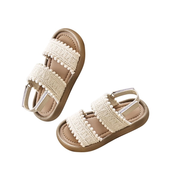 Krdevn Kids' Knit Sandals, Open Toe Soft Bottom Adjustable Strap Shoes, Fashion Casual Non- Outdoor Footwear for Children,8-9 Years