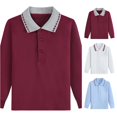 thumbnail image 1 of Krdevn Kids Lapel Long Sleeve Polo Shirt, Casual Pullover Top for Boys and Girls Back to School,, 1 of 3