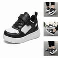 thumbnail image 1 of Krdevn Kids Leather Skate Shoes, Flat Non Hook and Loop Sneakers, Comfort Lightweight Casual Board Shoes for Boys Girls,Black&White, 1 of 9