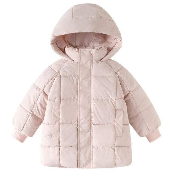 Krdevn Kids Long Winter Coat Warm Hooded Outerwear for Boys and Girls Insulated Quilted Jacket for Cold Weather,Kids Clothing,7-8 Years