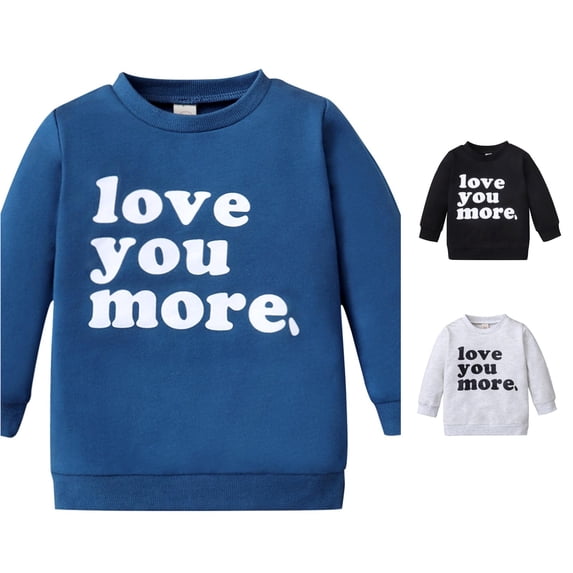 Krdevn Kids Love You More Letter Print Crewneck Pullover Long Sleeve Soft Neutral Casual Family Matching Sweatshirt Tops,18-24 Months