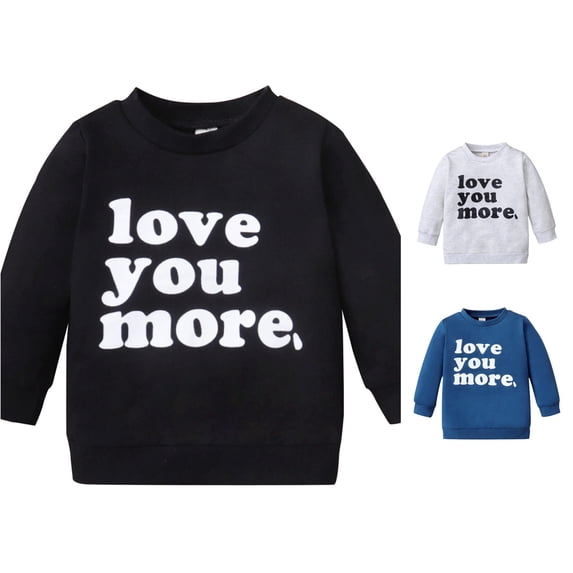 Krdevn Kids Love You More Letter Print Crewneck Pullover Long Sleeve Soft Neutral Casual Family Matching Sweatshirt Tops,2-3 Years
