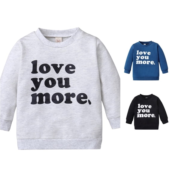 Krdevn Kids Love You More Letter Print Crewneck Pullover Long Sleeve Soft Neutral Casual Family Matching Sweatshirt Tops,4-5 Years