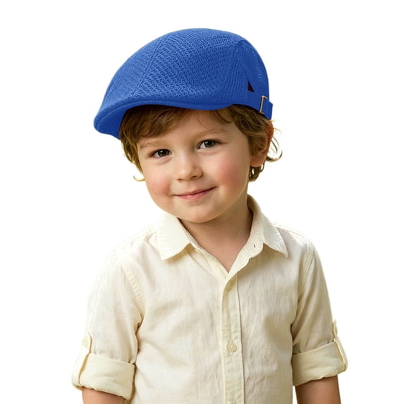 Krdevn Kids Mesh Newsboy Cap Breathable Summer Flat Hat Adjustable Sun Hat for Boys Girls Outdoor,3-16 Years