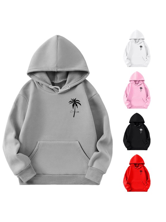 Kids Minimal Chest Tree Graphic Pullover Hoodie Kangaroo Pocket Casual Sweatshirt,11-12 Years