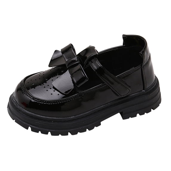 Krdevn Kids Patent Bow Loafers Hook and Loop Size:11.5-12 Years