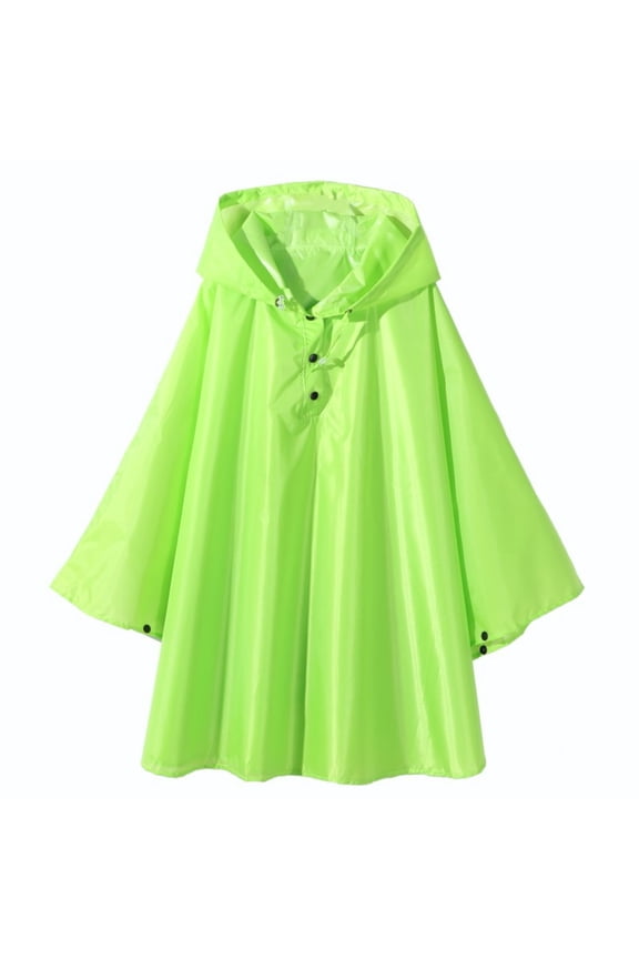 Krdevn Kids Poncho Raincoat Adjustable Drawstring Hood Waterproof Backpack Friendly Cape Color:Green,Size:5-8 Years