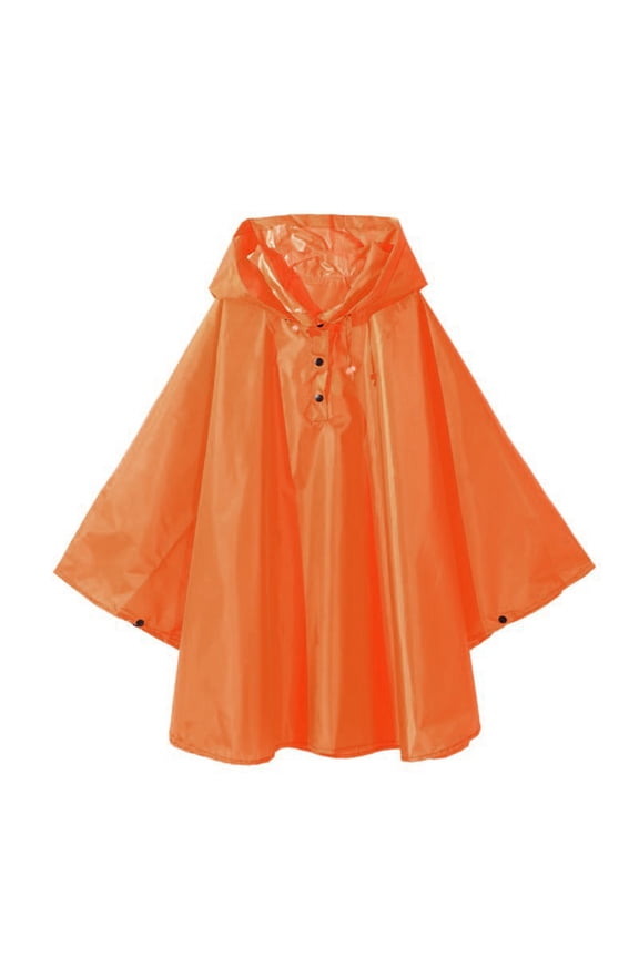 Krdevn Kids Poncho Raincoat Adjustable Drawstring Hood Waterproof Backpack Friendly Cape Color:Orange,Size:8-9 Years