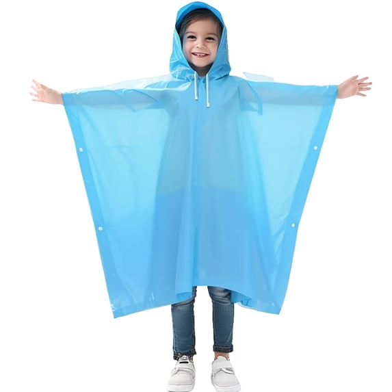 Krdevn Kids' Rain Poncho, Waterproof Hooded Button-Up Raincoat, Lightweight Rain Gear for Boys & Girls,5-10 Years