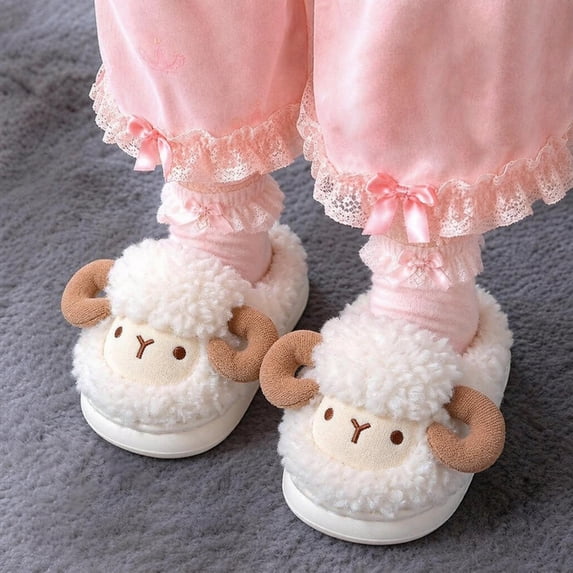 Krdevn Kids Sheep Cute Animal Slippers Soft Plush Build Cuddly ...
