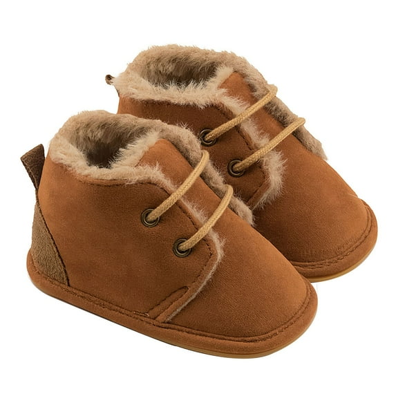 Krdevn Kids Shoes - Baby Winter Shoes for Walking Warm Lined Shoes with Rubber Sole Baby Shoes,Color:Brown,Size:6-12 Months