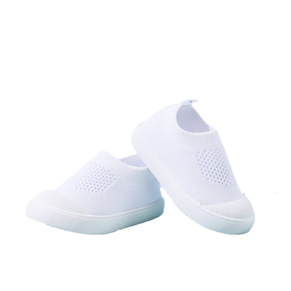 Krdevn Kids Shoes - Boys Sneakers for Toddlers Breathable Lightweight Walking Shoes Non Casual Sports Shoes for Daily Outdoor Play,Color:White,Size:3-3.5 years