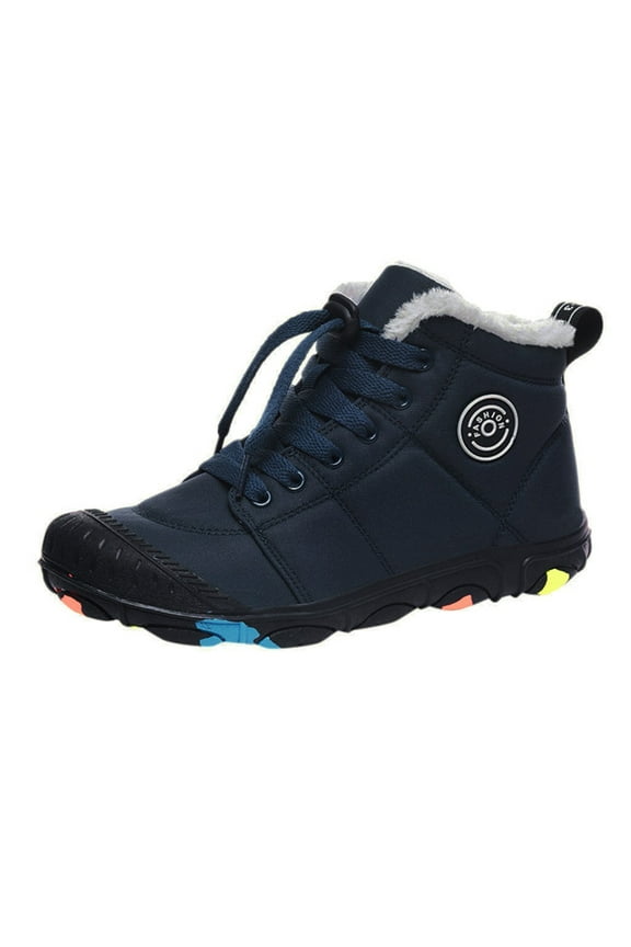 Kids Shoes - Children Boys Girls Sporsts Shoes Cotton Shoes Snow Boots Warm Thick Comfortable Lace Up,Color:Navy,Size:11-11.5 Years