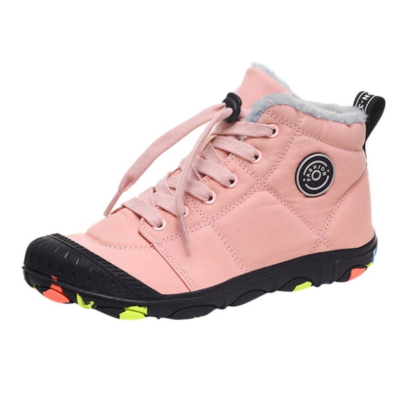 Krdevn Kids Shoes - Children Boys Girls Sporsts Shoes Cotton Shoes Snow Boots Warm Thick Comfortable Lace Up,Color:Pink,Size:9-9.5 Years