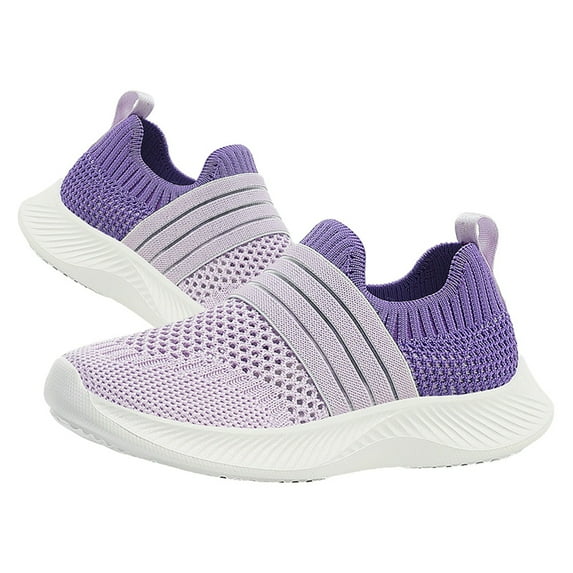 Krdevn Kids Shoes - Children's Lightweight Breathable Sports Shoes Lace Up Running Sneakers,Color:Purple,Size:8-9