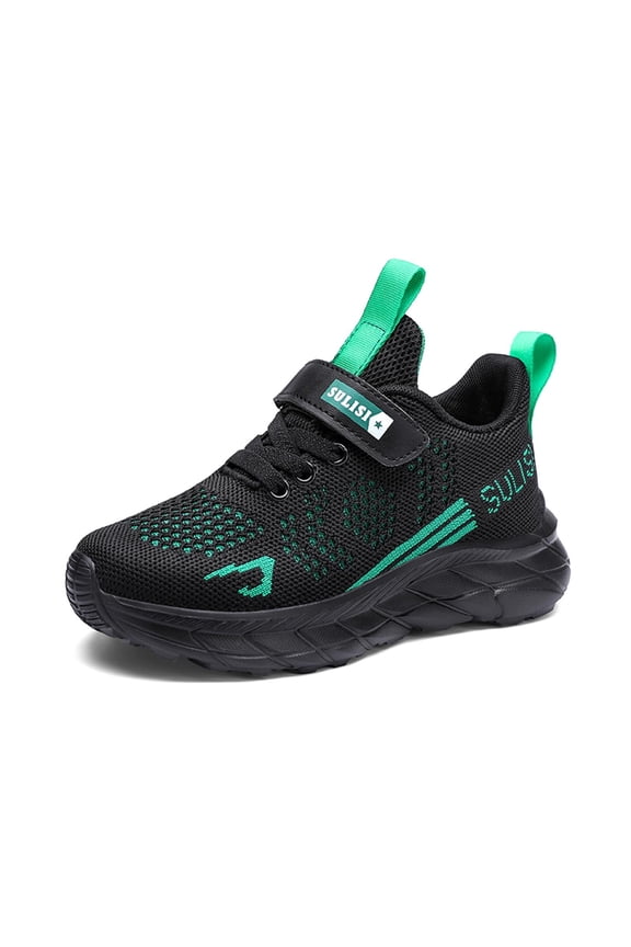 Kids Shoes - Children's Mesh Lace Up Sneakers Color Matching Casual Comfortable Running Shoes,Color:Black,Size:10.5-11 Years