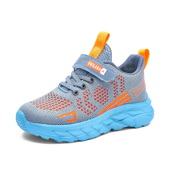 Krdevn Kids Shoes - Children's Mesh Lace Up Sneakers Color Matching Casual Comfortable Running Shoes,Color:Grey,Size:10.5-11 Years