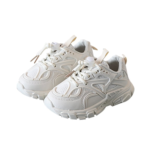 Krdevn Kids Shoes - Children's Running Shoes Boys Double Mesh Sneakers Breathable Shoes Casual Shoes,Color:White,Size:3.5-4 Years