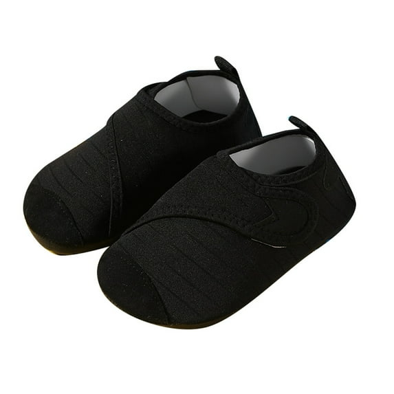 Krdevn Kids Shoes - Girls Sneakers for Toddlers Soft Sole Non Beach Shoes with Prints Easy Closure for Everyday Wear,Color:Black,Size:3.5-4 Years