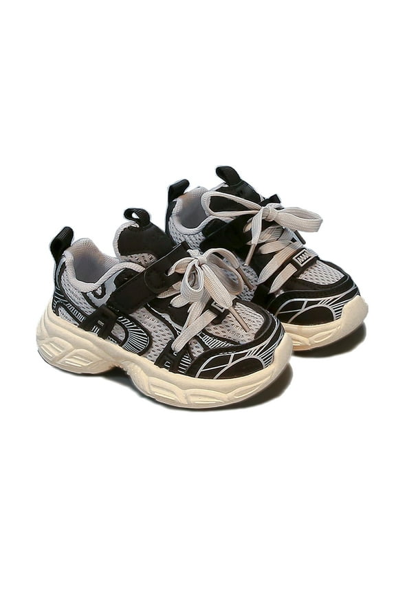 Kids Shoes - Lightweight Platform Girls Dad Shoes E Net Breathable Boys Sneakers Child Running Upper,Color:Black,Size:25