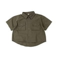 thumbnail image 1 of Krdevn Kids Short Sleeve Button Down Lapel Pocket Casual Shirts Tops (Toddler, Little Boys),5-6 Years, 1 of 4