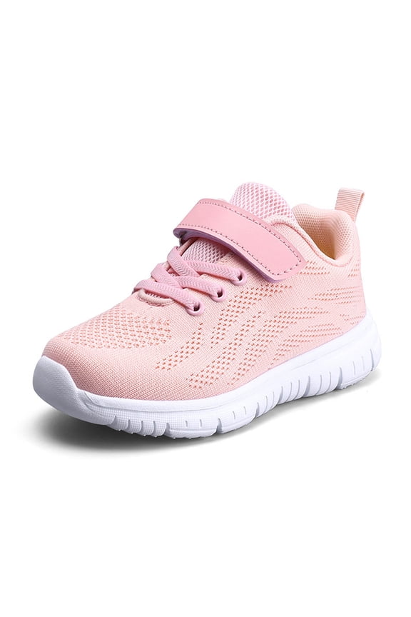Kids Sneakers Non- Lace-Up Running Shoes - Lightweight Breathable Mesh Flat Sole Solid Color for Boys Girls Walking,Color:Q6 Pink,Size:13