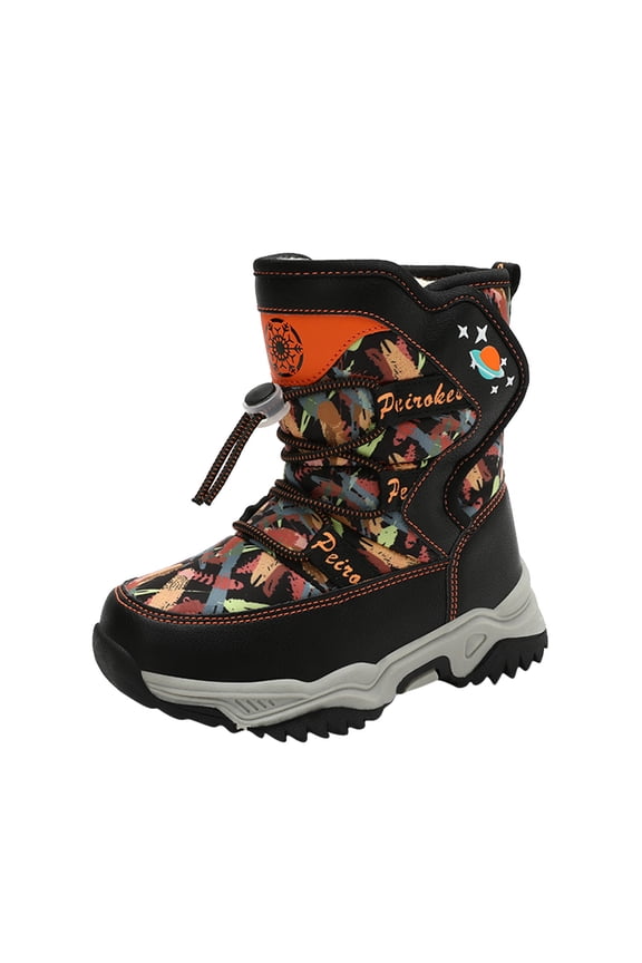 Kids Snow Boots Winter Warm High Top Waterproof Insulated Fashion Booties For Outdoor Play Comfortable Cold Weather Shoes,13.5