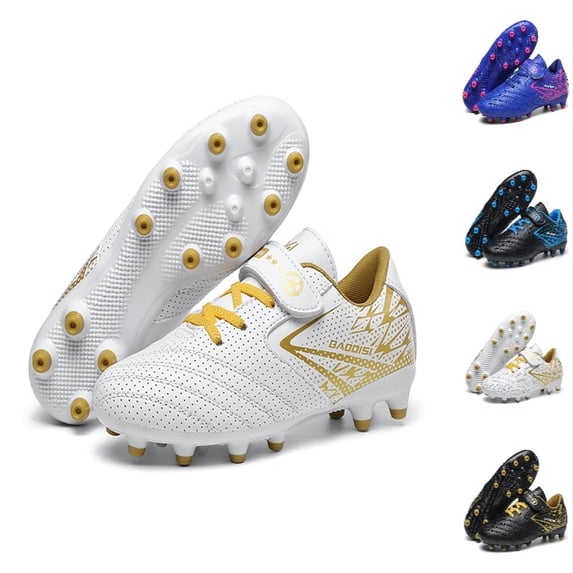 Krdevn Kids Soccer Cleats, Hook and Loop Firm Ground & Turf Studs Youth Training Competition Shoes,Size:13-13.5 Years