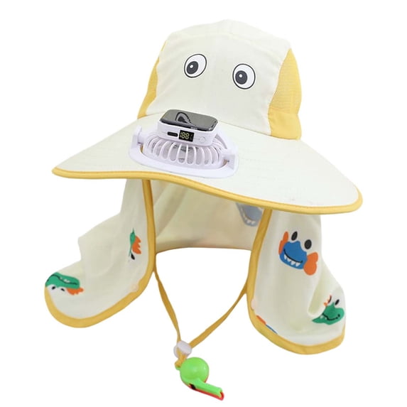 Krdevn Kids Solar Fan Hat Summer Beach Trips Cap with Built In USB Charging Fan Outdoor Wide Brim Garden Hats UPF 50+ Size:3